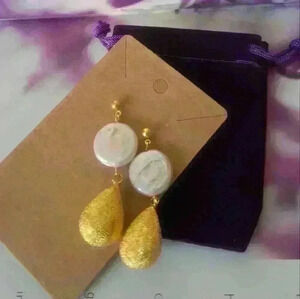 Authentic  Baroque coin fresh water pearl earrings
